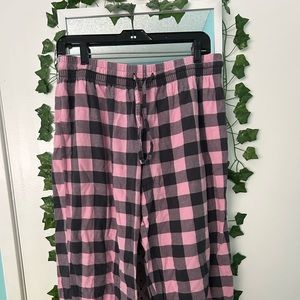 Black and pink plaid pajama pants
